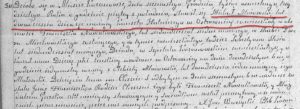 Fot. 8. Akt urodzenia córki z 16 grudnia 1830 r. w Ostrownicy, gdzie ojciec jest „kunsztu hutniczego”. Fragment księgi parafialnej Kazanów, wieś Ostrownica.